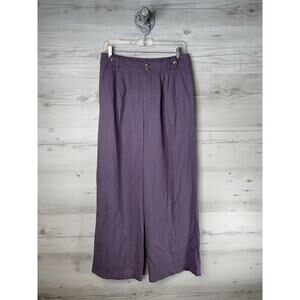 Madewell Pants Womens 6 Purple Wide Leg Pleated Zip Fly Lyocell Linen Blend